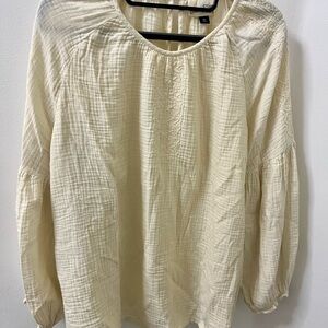 XXL Universal Thread Cream Gauze Long-Sleeve Peasant Blouse